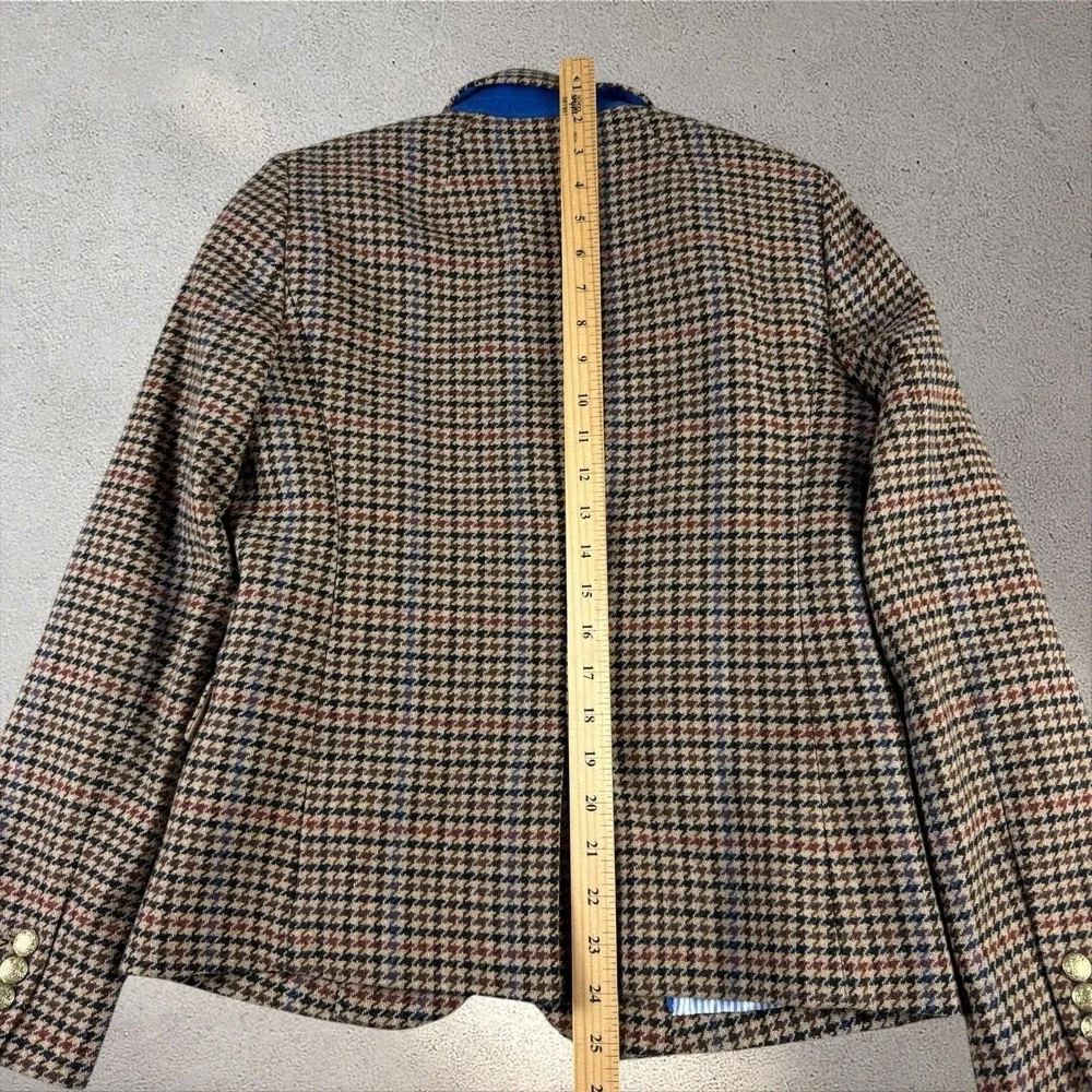 J.Crew Schoolboy Brown Houndstooth Wool Blend‎ Blazer Jacket BA906 Size 4